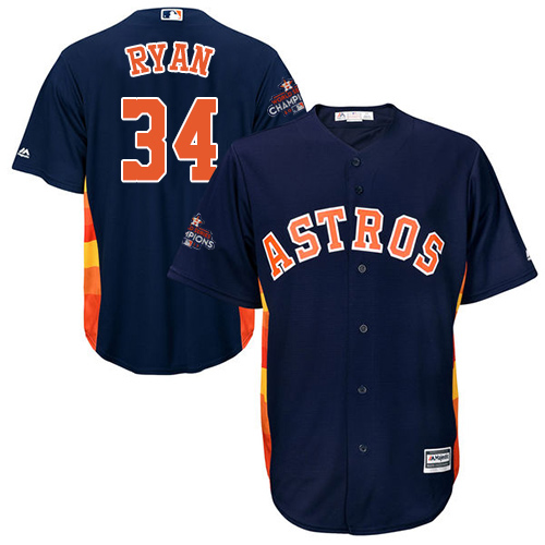 Astros #34 Nolan Ryan Navy Blue Cool Base World Series Champions Stitched Youth MLB Jersey